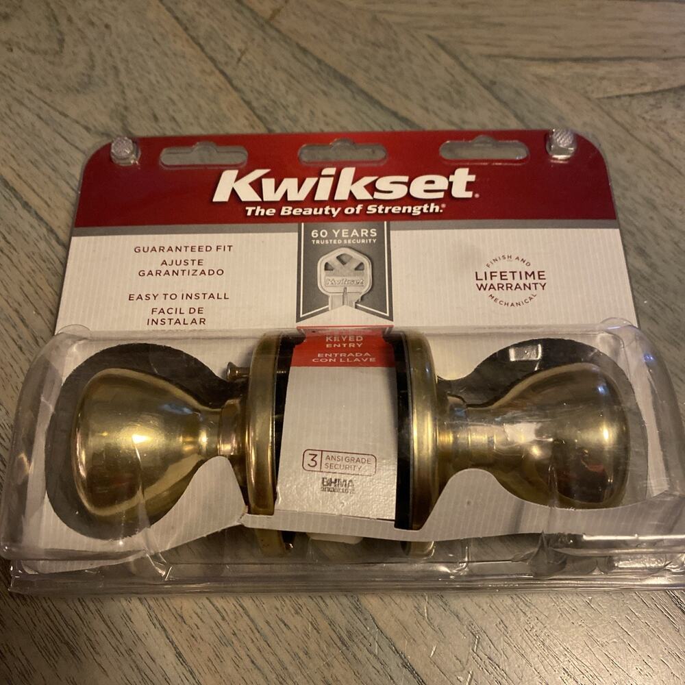 Kwikset Tylo Entry Door Knob 400T – Standard Residential – Polished Brass – New